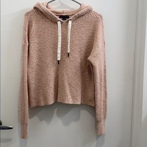 American Eagle Light Pink Sweater with Hood